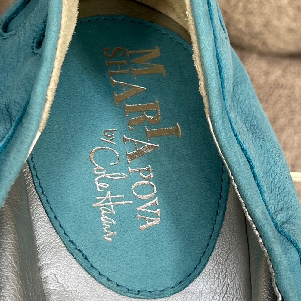 Maria Shariapova Cole Haan Nike Air Corset Lace Up Teal Ballet Flats 10B Preppy - Picture 7 of 12